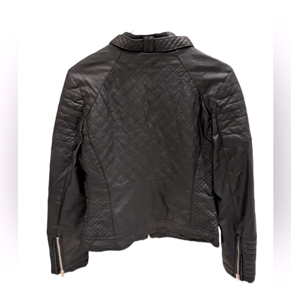 Ci Sono By Cavalini Womens Motorcycle Bomber Jacket Padded Vegan Leather Small - Picture 2 of 3